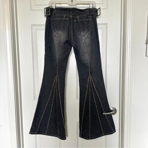 Vintage Grey Flared Jeans with Contrast Stitching
